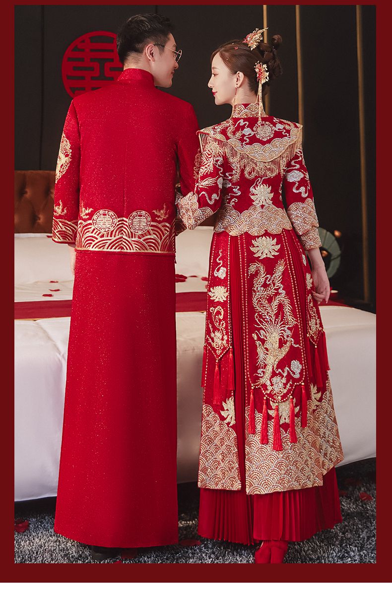 秀禾服情侣装秀禾服新娘2022年新款情侣结婚套装礼服中