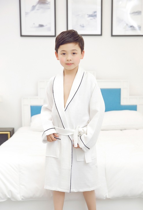 儿童浴袍男孩夏季薄款女孩带帽中大童温泉游泳吸水小孩睡袍洗澡后擦水