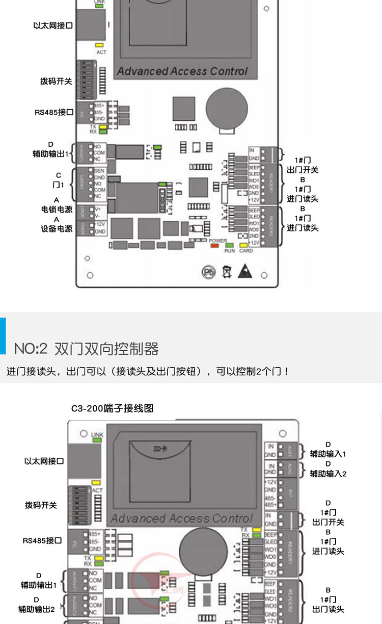 zkteco熵基科技门禁控制器主板电源四c3-400双门c3-200单门c3-100 zk