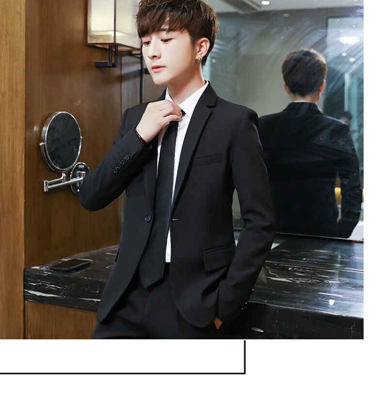 18岁成人礼西装男高中青少年小男士一套装初中学生毕业礼服主持人休闲