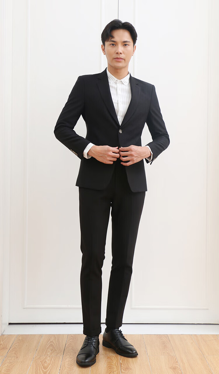 正装整套西服套装男式商务正装休闲西装革履卷边裤脚礼服英伦一整套