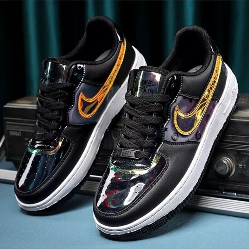 耐尅联名新款af1王源同款夜光空军一号电玩镭射女鞋开拓者炫彩镭射低