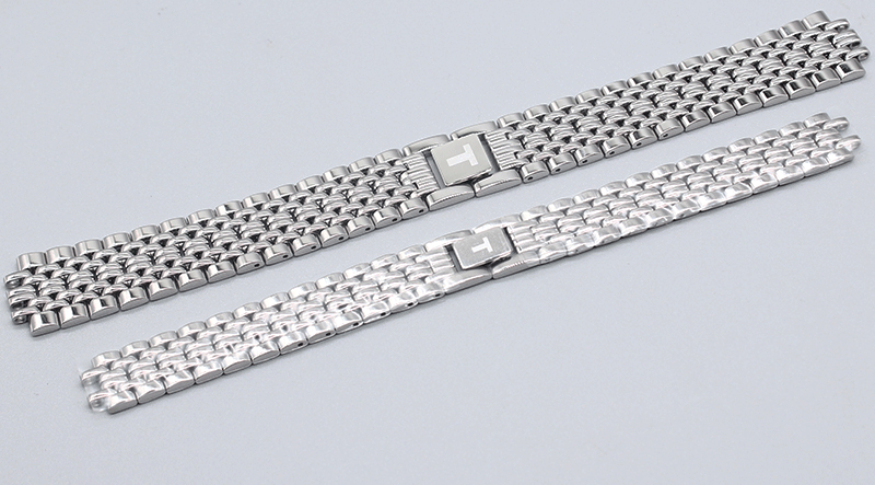 适用天梭心意表带男款t870 970钢表链女款t825 925t57钢带 银色 12mm