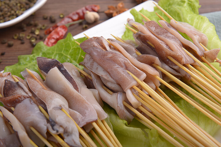 鱿鱼串海鲜冷冻鱿鱼须铁板烧烤食材半成品油炸新鲜食材400串商用网红