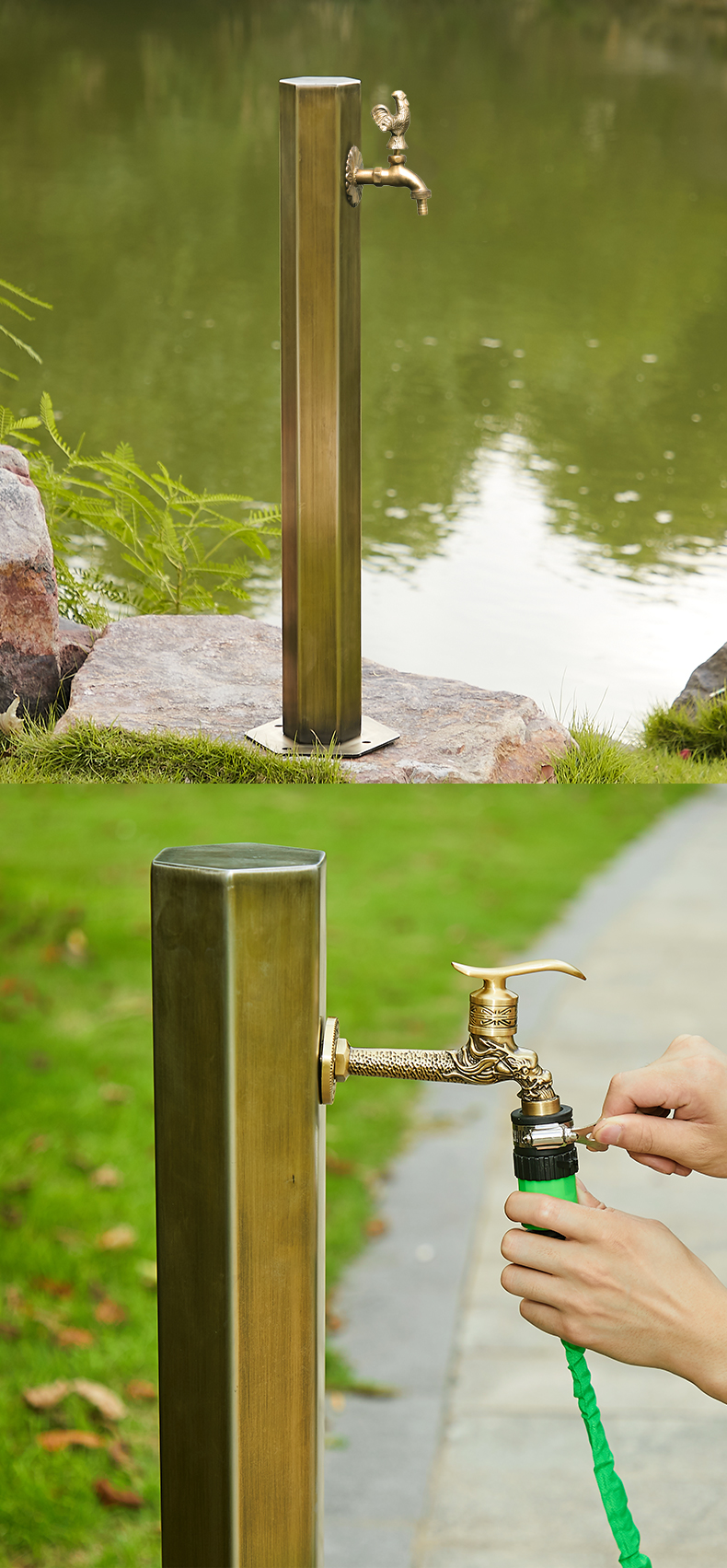 动物水龙头户外冻全铜庭院花园室外复古浇花创意洗衣机龙头家用e款