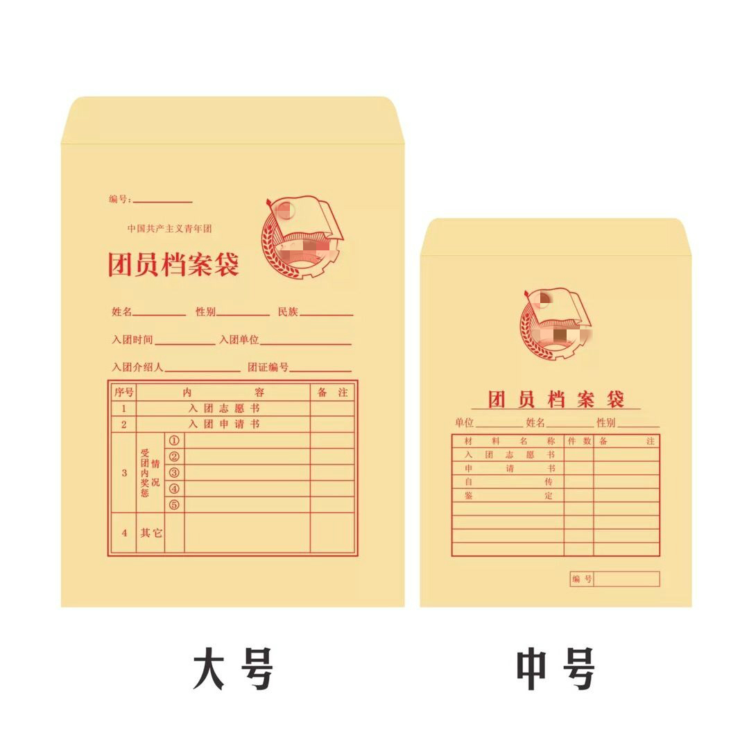 共青团员入团团员档案袋中号和大号档案袋牛皮纸档案袋a4大团员袋
