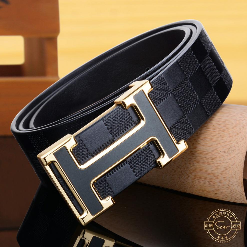 sznr轻奢品牌奢侈品皮带男士真皮平滑扣头层牛皮腰带男新款休闲时尚