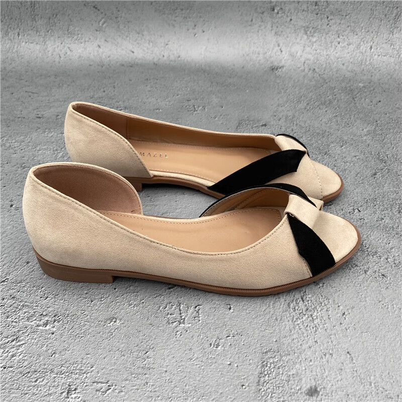 大东品牌大码鞋2022年新款平底鱼嘴鞋侧空镂空平跟单鞋休闲女士凉鞋