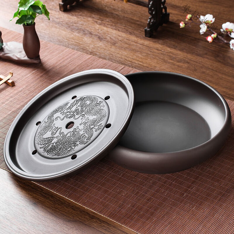 盘茶具托盘功夫茶盘茶海茶台大茶盘陶瓷茶具简约家用圆形盘储水小号