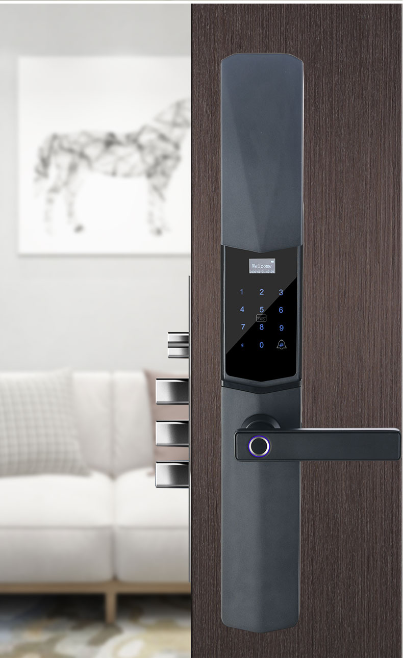 6015小米华为商场同款室外防水指纹锁滑盖户外家用防盗门智能密码