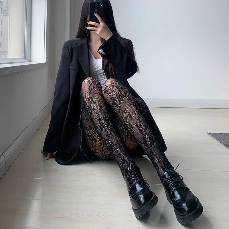 菱馨69巴黎黑色世家渔网黑丝袜jk丝袜女薄款夏季美腿网红流行防勾丝