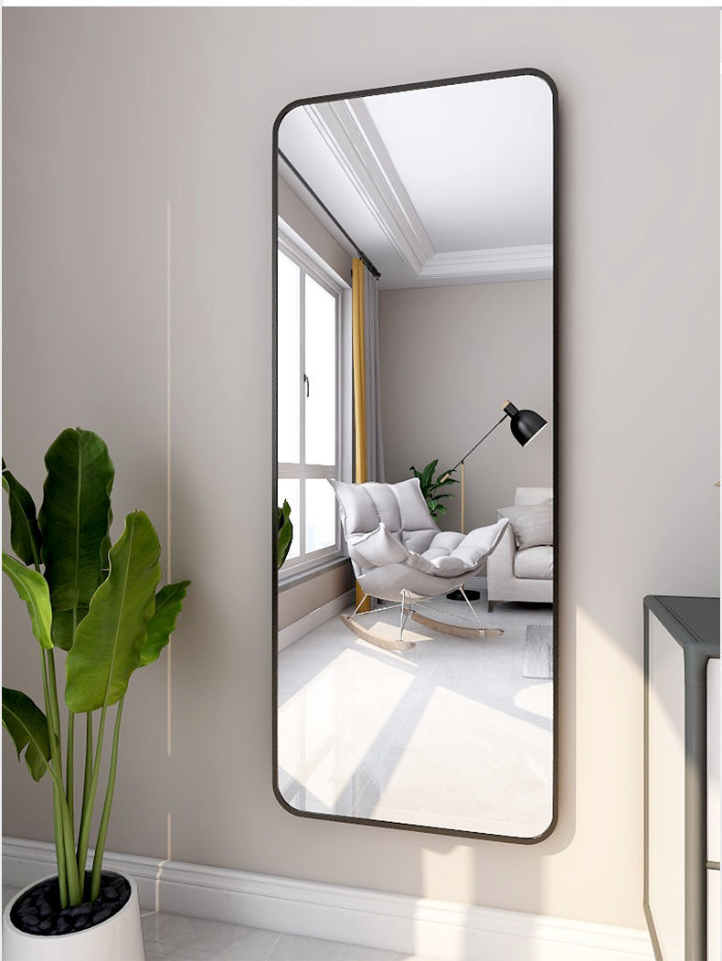 镜子铝合金穿衣镜壁挂全身镜落地镜北欧风家用试衣镜服装店大镜子大