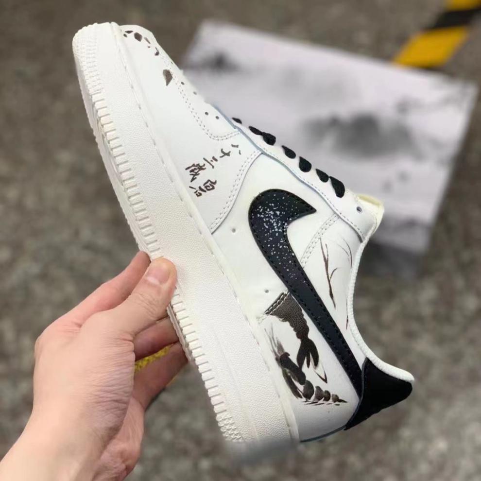 nike耐克官方旗舰af1 remake水墨中国风空军一号黑白泼墨手绘板鞋