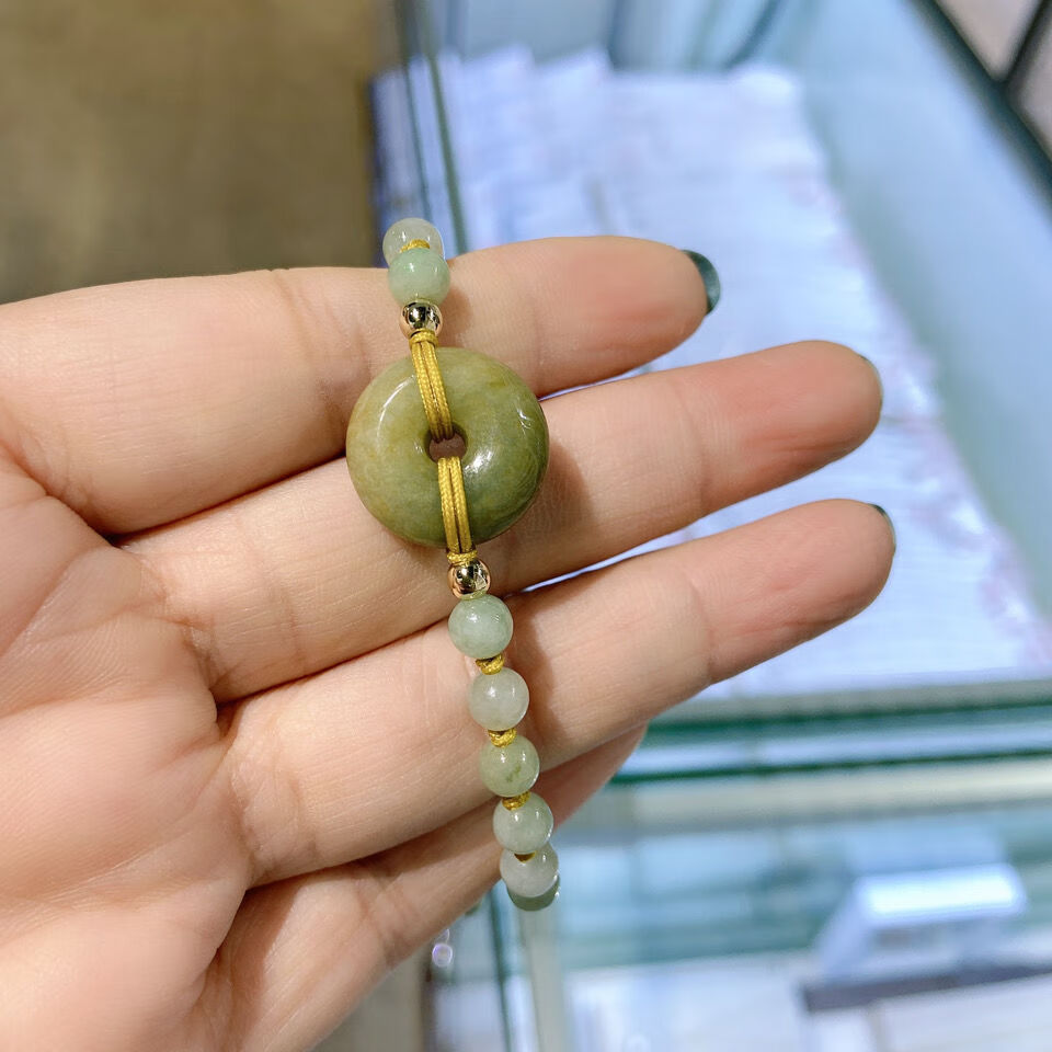 高瑞品质天然翡翠编织手牌平安扣手绳牡丹花玫瑰花可是编织手牌送亲朋