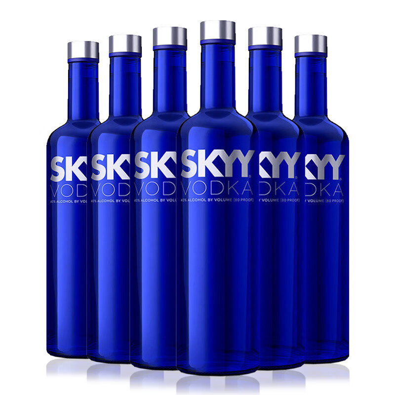有温度的江河skyyvodka深蓝伏特加原味750ml蓝天鸡尾酒基酒特调洋酒