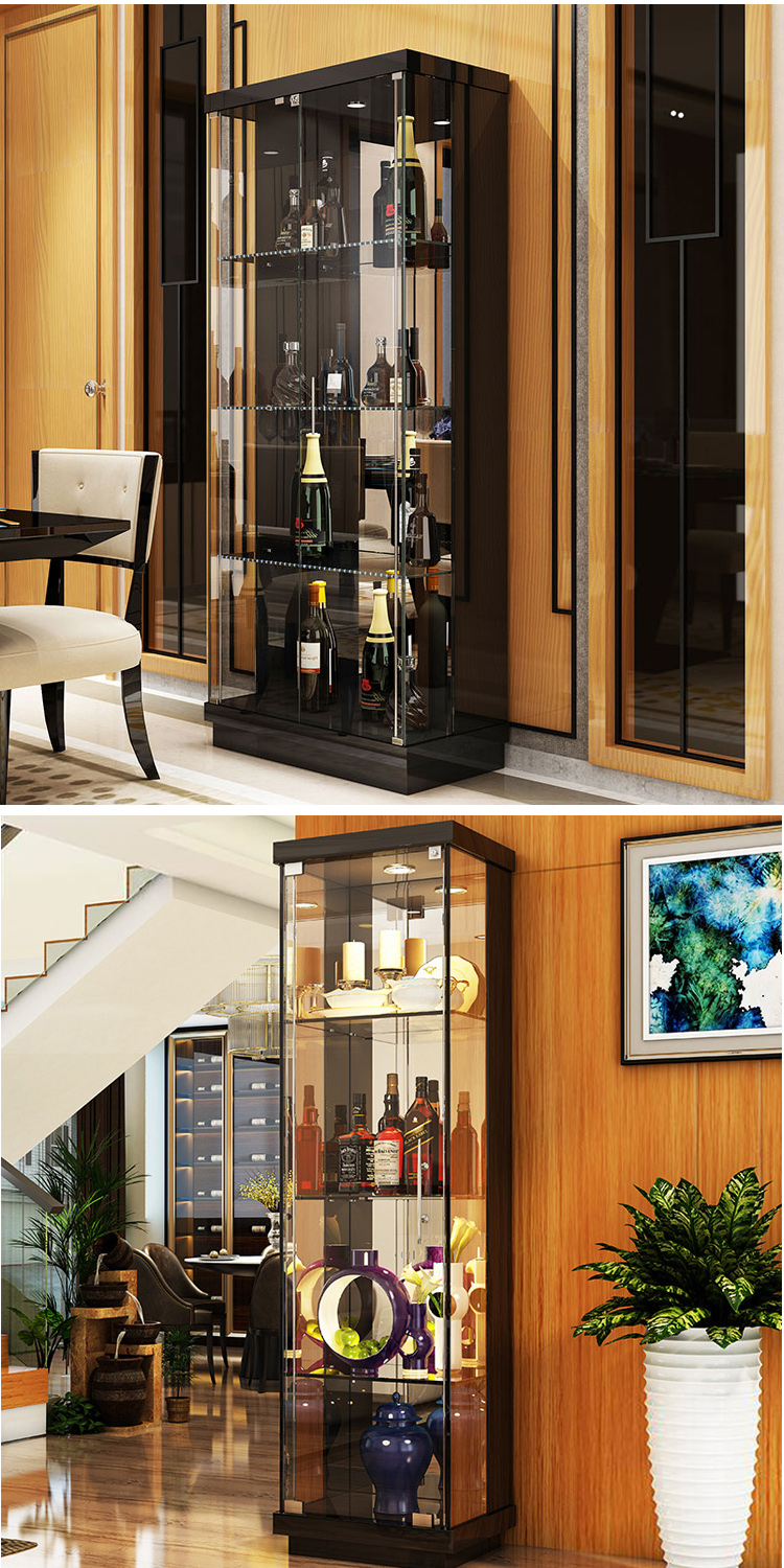 客厅钢化玻璃酒柜现代简约家用展示柜靠墙餐边柜红酒柜餐厅小酒柜典雅