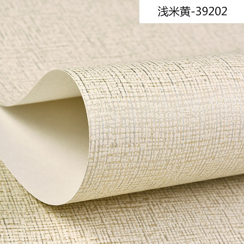 亚麻布纹素色墙纸无纺布卧室客厅墙纸现代简约纯色壁纸 湖蓝色-39225