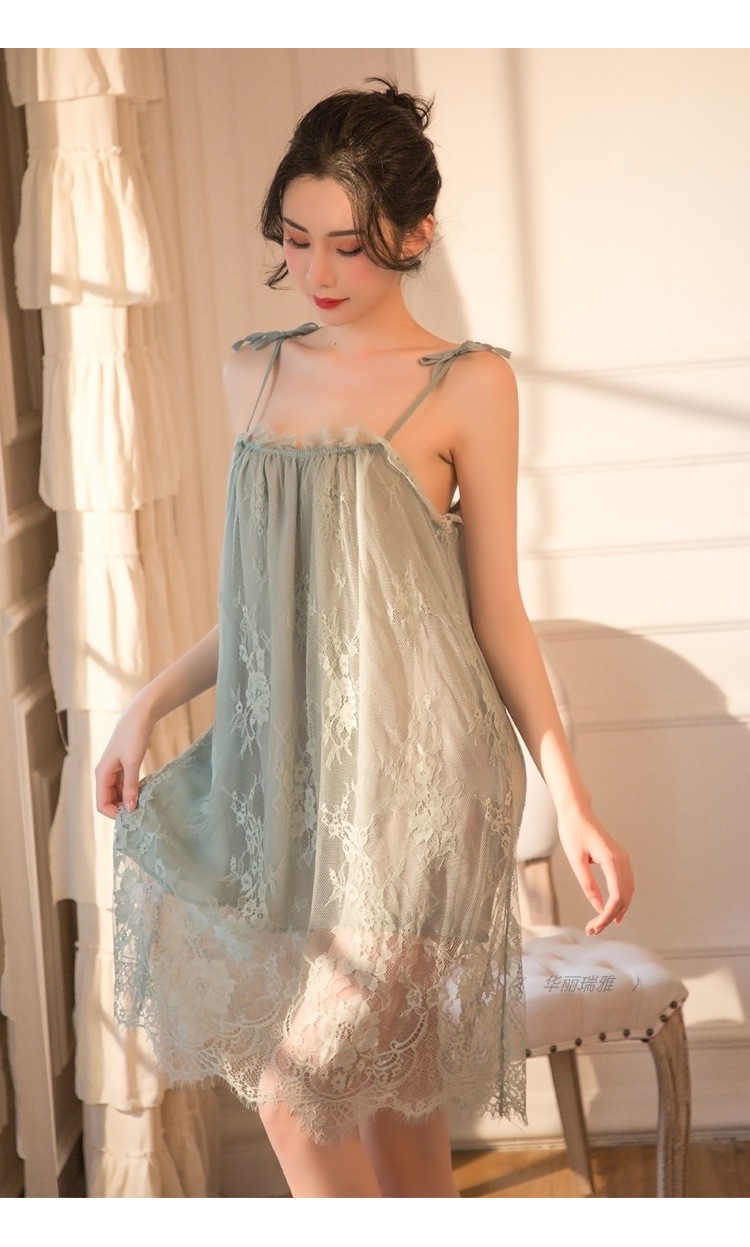 欧百劲性感睡衣女夏季蕾丝大码内衣吊带睡裙冰丝诱惑火辣情趣 藕粉 开