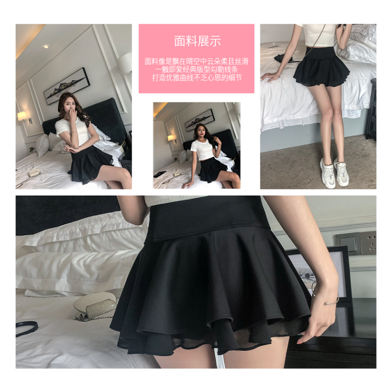 免脱打嘢野裙方便裙超短裙无内衬短百褶裙小短裙半身裙女夏32厘米蓬蓬