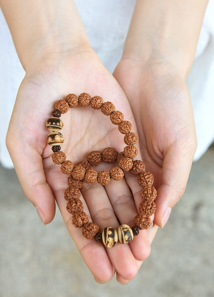 鹿朵印尼盘龙纹小金刚菩提手紫竹根配饰男女士佛珠手链手围1415cm9mm