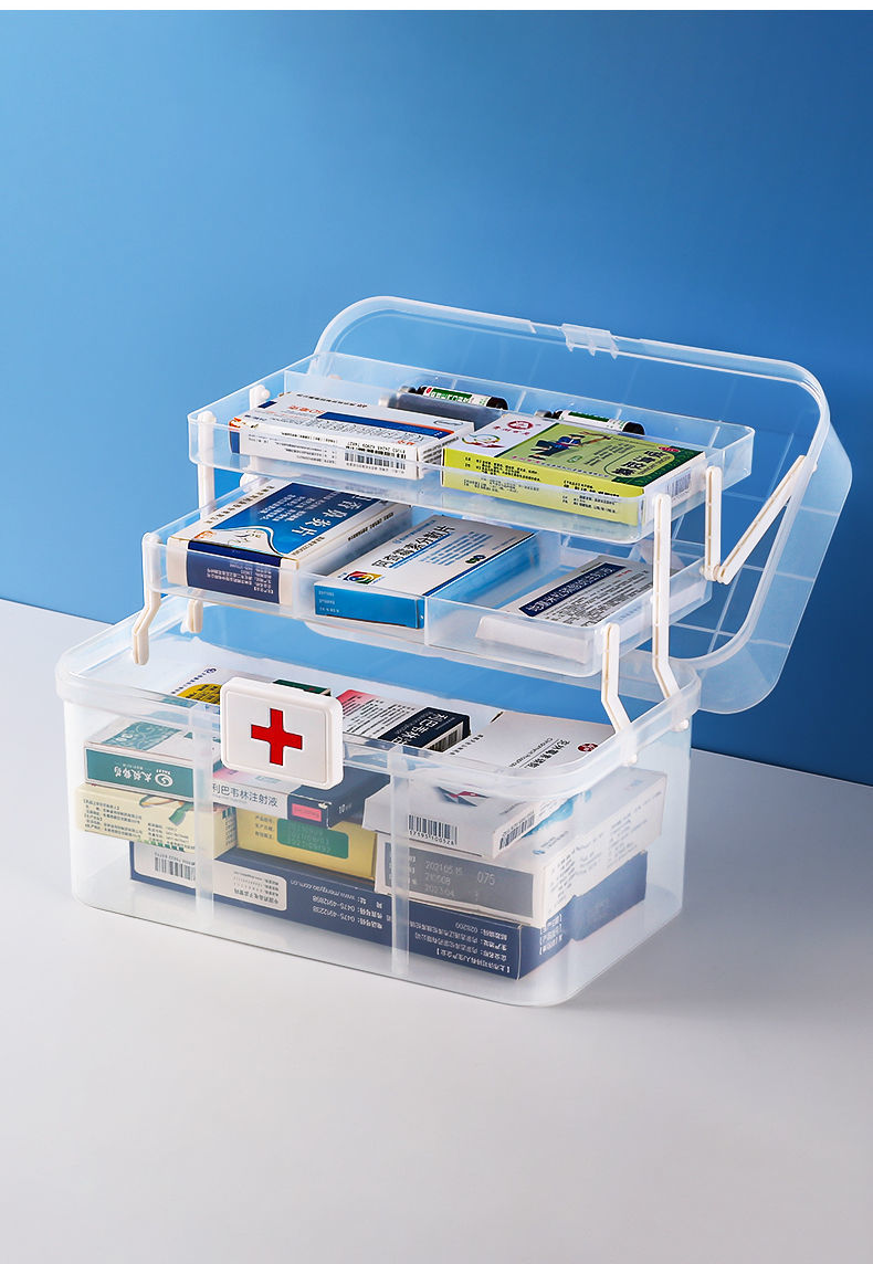 家庭药箱便携多层收纳盒大容量双层医药箱收纳zxq大号透明加深加厚