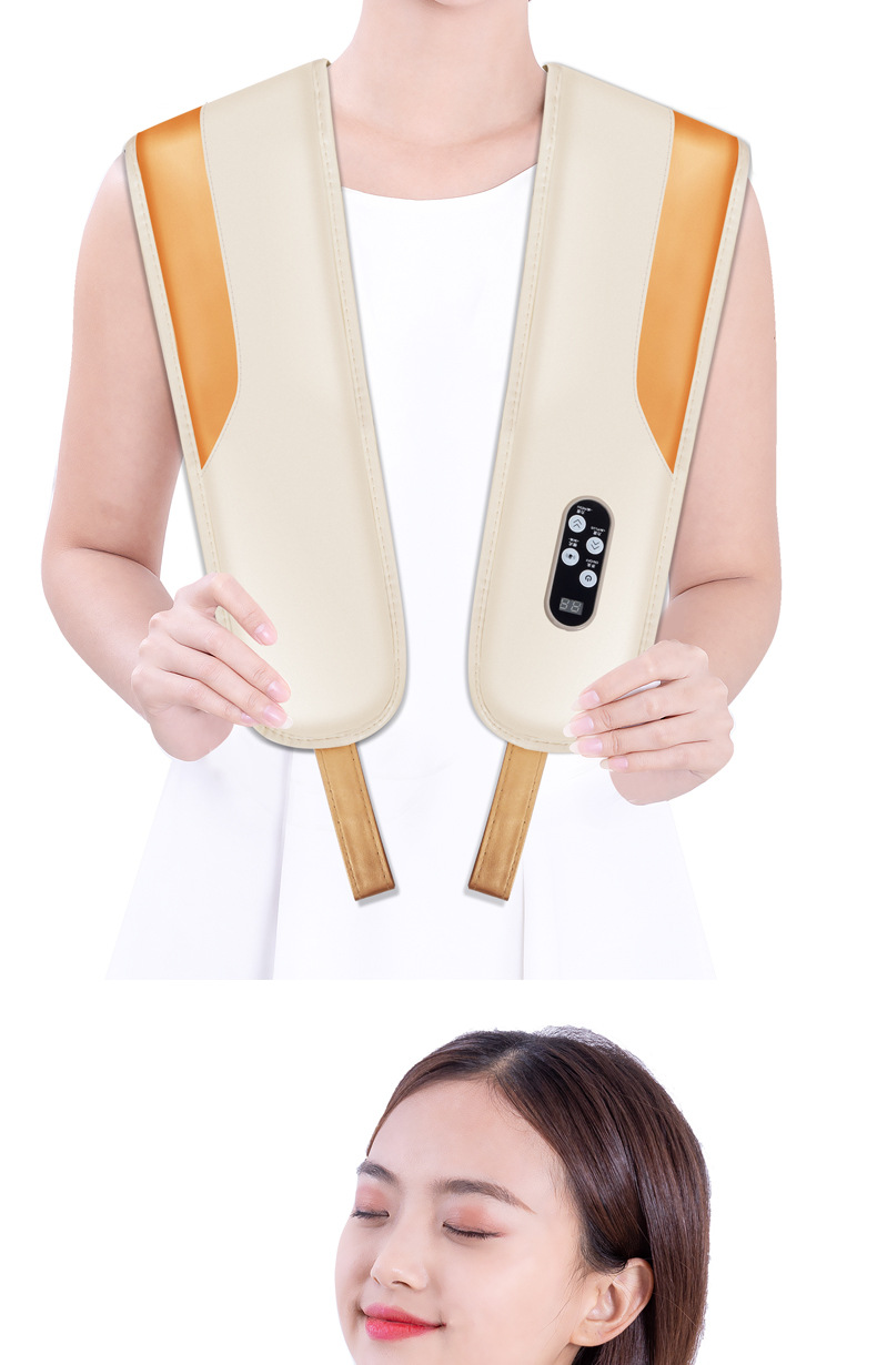 鸣仁堂按摩披肩按摩器仪颈肩捶背器肩颈敲敲乐肩部颈椎按摩器仪 金色2