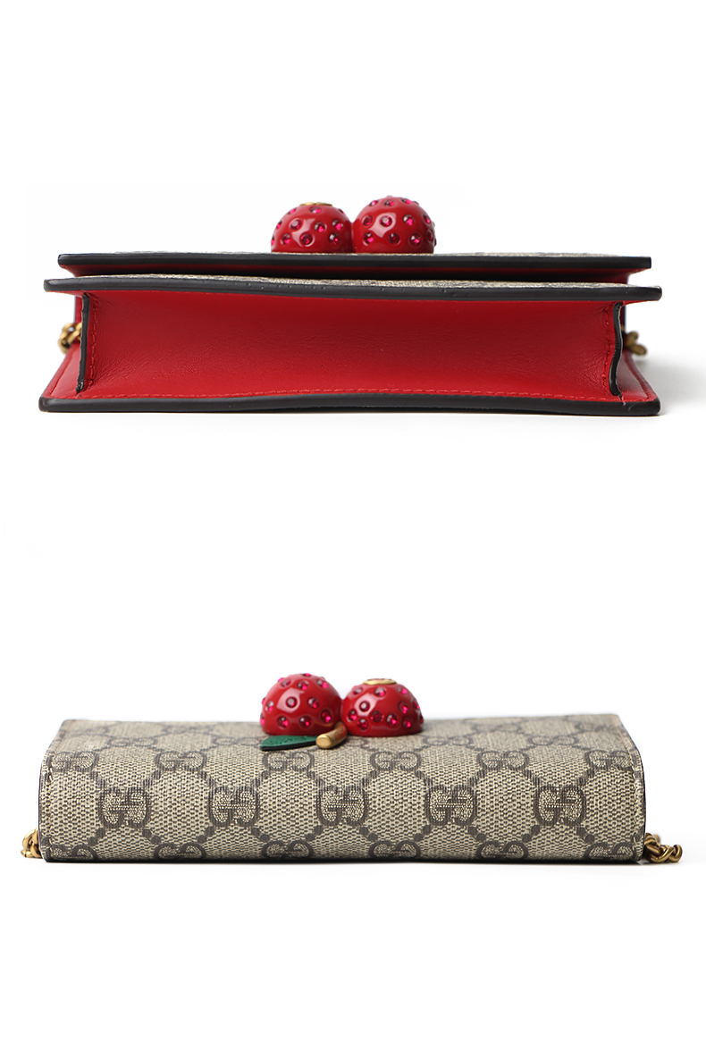 gucci古驰买手代购guccisignature系列樱桃迷你女士手拿包单肩包预售
