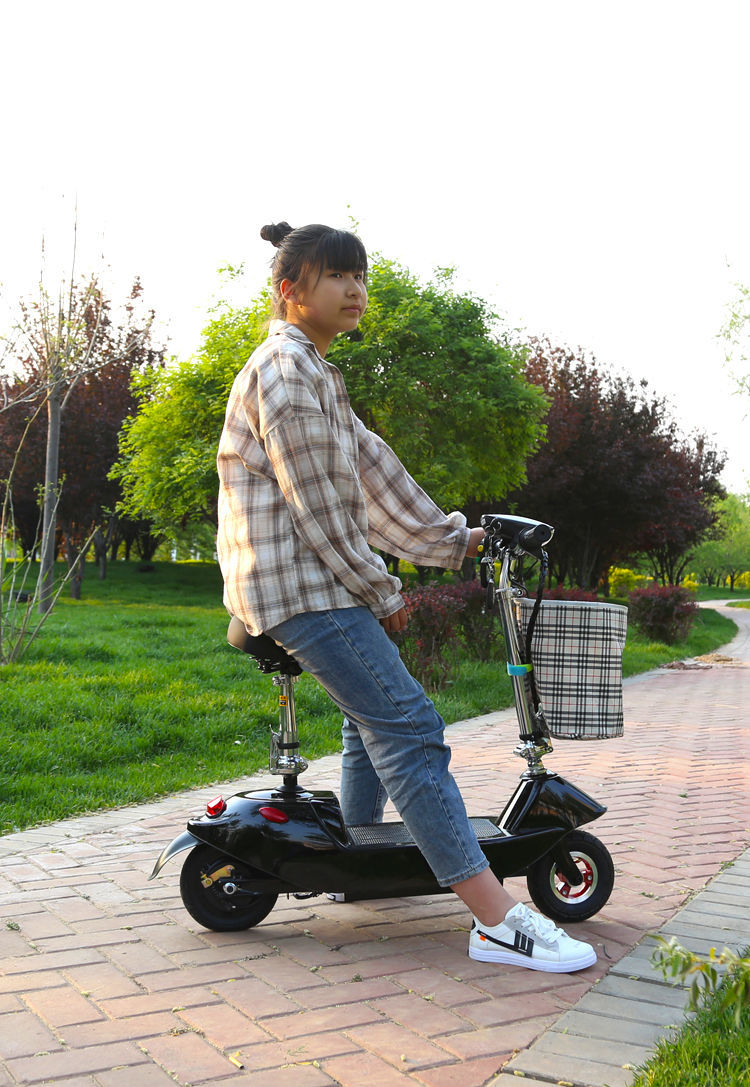 小海豚电瓶车小型迷你电动车女士代步车折叠便携锂电池滑板车玫瑰花