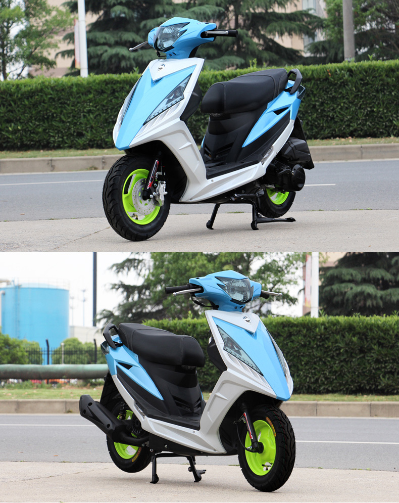 战速鬼火摩托车 125cc燃油国四款鬼火踏板车可上牌外卖车跑车 蓝色