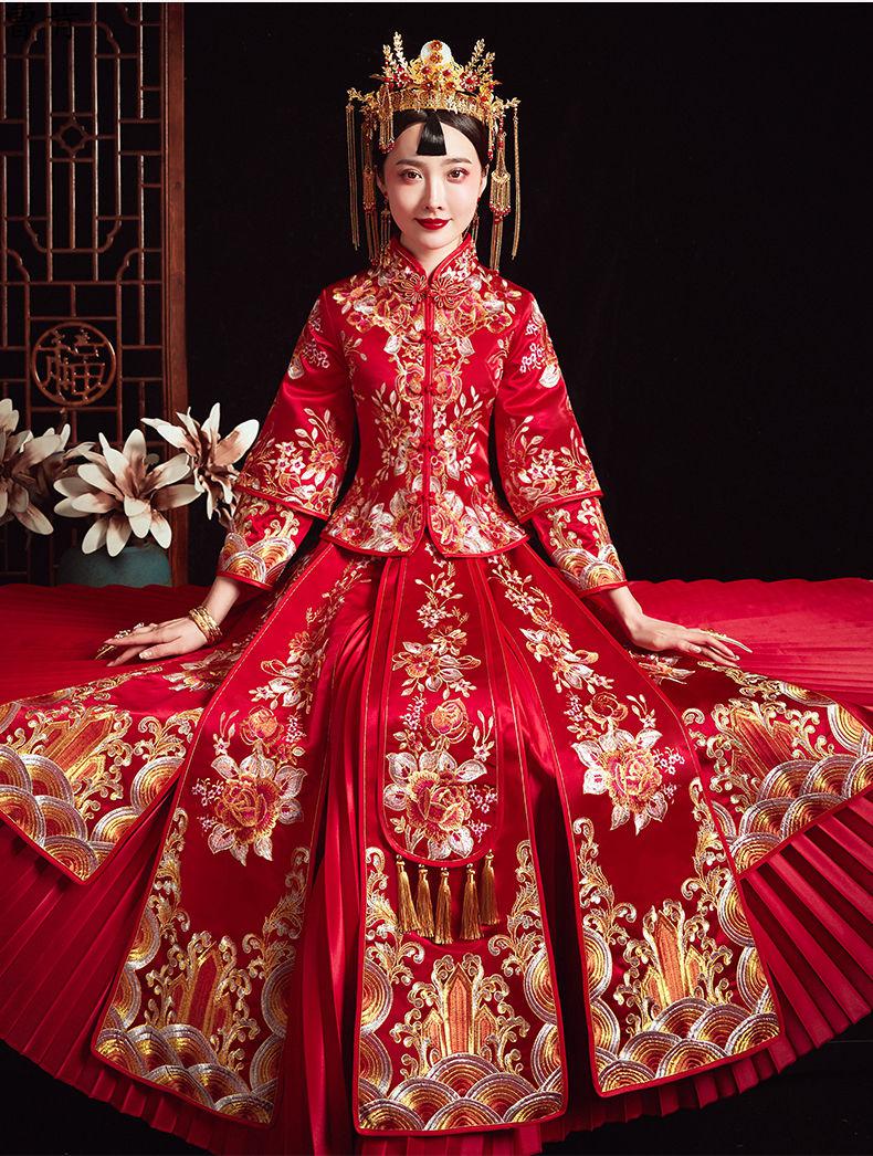 秀禾服新娘服2021新款婚纱结婚孕妇女中式秀禾礼服嫁衣中国风冬季fga