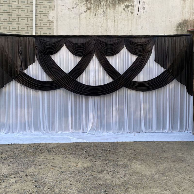 新款白事灵堂布置全套背景纱幔布挽联殡仪馆葬礼灵棚黑色白色布幔b款3