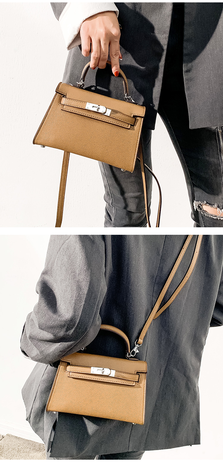 香港mackjhosel秋冬二代真皮白色mini凯莉包女2022新款手提包斜挎