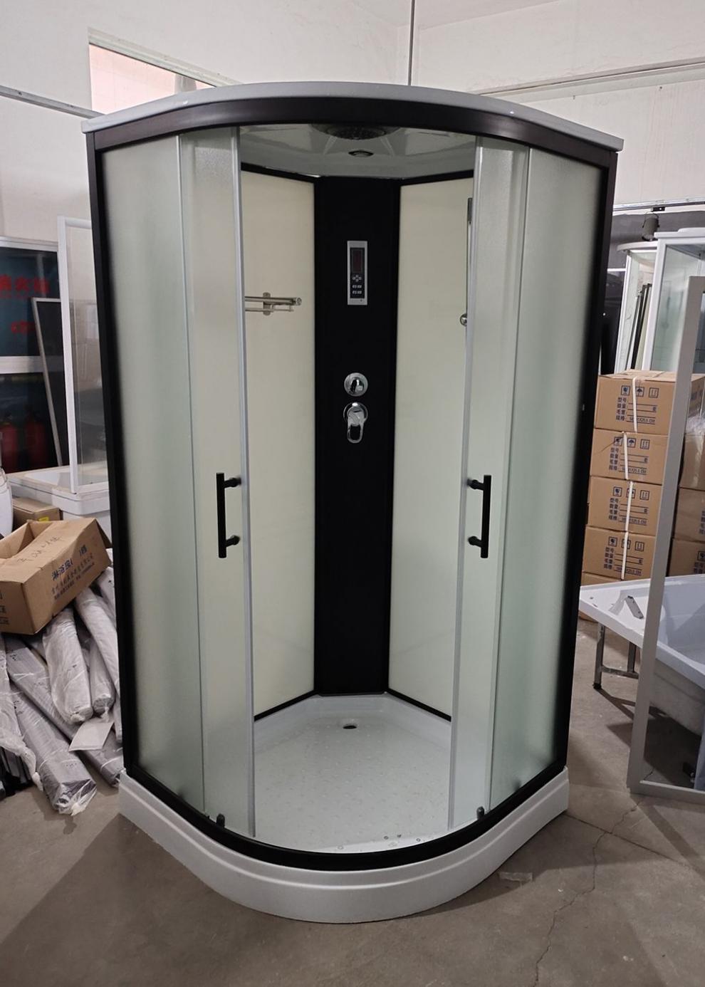 整体淋浴房厂家直销店铺可批发弧扇形一体式家用干湿分离沐浴房 黑框