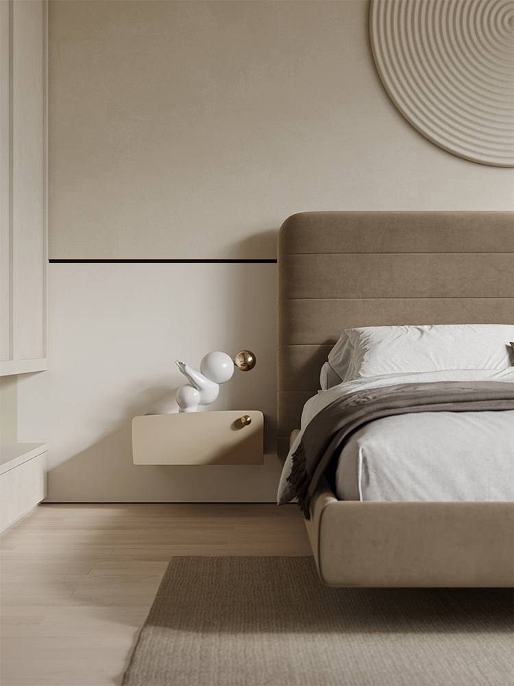 悬空床头柜儒黛现代轻奢悬浮床头柜简约风格悬空床头柜卧室收纳床边柜