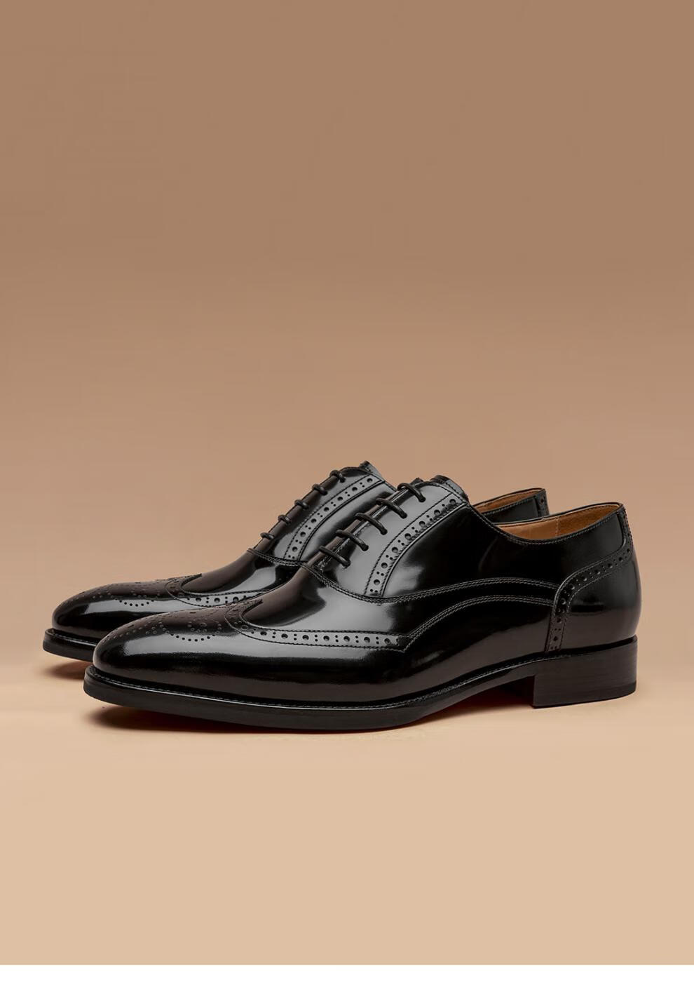 beautoday英伦风夏季布洛克雕花系带皮鞋商务正装皮鞋男士胎牛皮男鞋