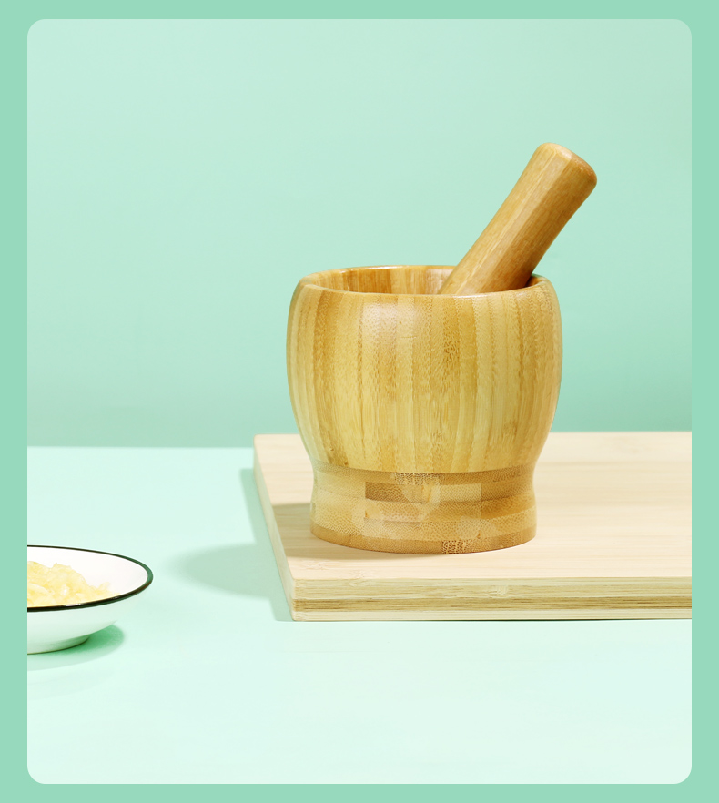 樱弗老式蒜臼子家用手动捣蒜器竹捣碎罐非实木蒜泥捣药罐擂钵研磨神器