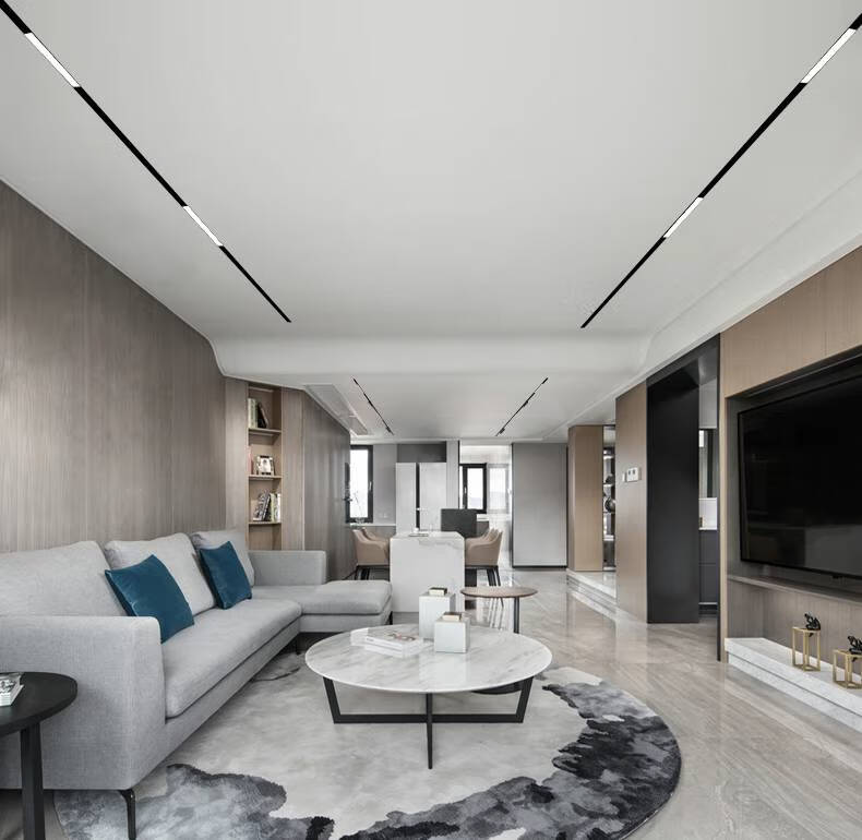 艺莉磁吸轨道灯嵌入式客厅led无主灯酒店别墅窄版明装轨道射灯顶对墙