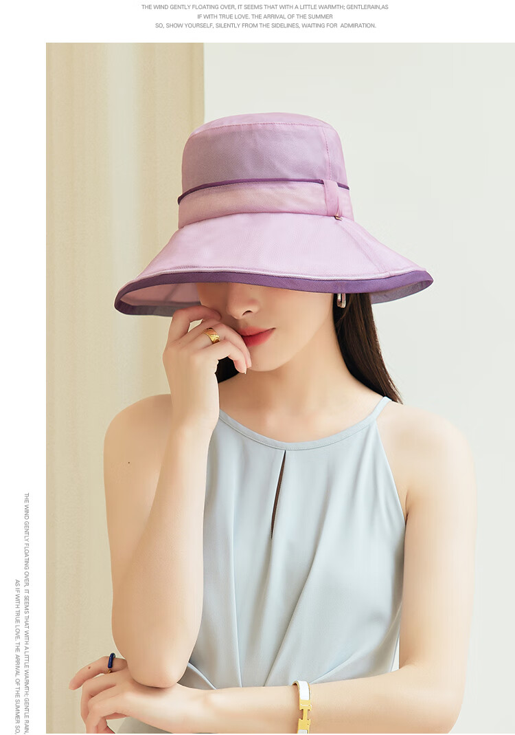 啄木鸟夏天防晒遮阳帽女真丝帽子桑蚕丝轻薄透气太阳帽逛街时尚帽子