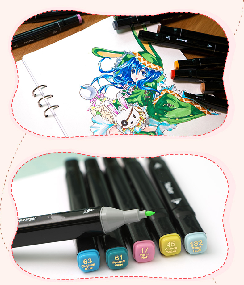 保尔baoer马克笔单支自选学生绘画单只手绘动漫肉色肤色套装黑色0号色