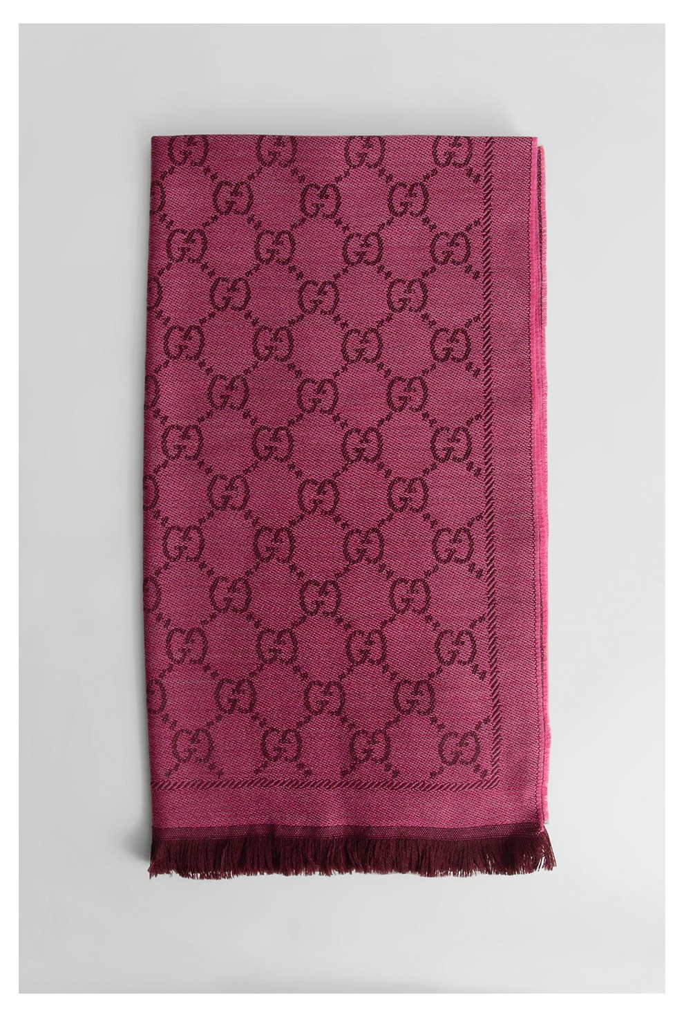 gucci古驰男女通用gucci围巾双g织花双面羊毛围巾1334833g200灰色