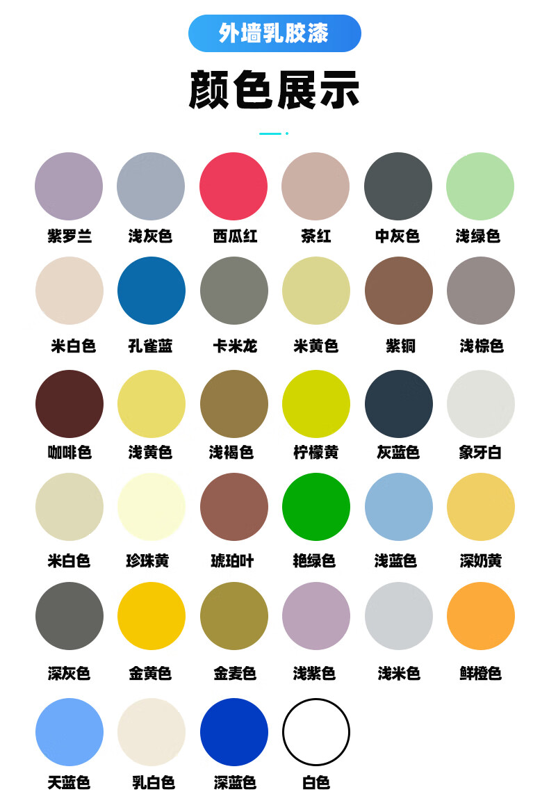 墙漆室外耐久油漆别墅白色彩色内墙面漆外墙漆防水防晒乳胶漆外墙涂料