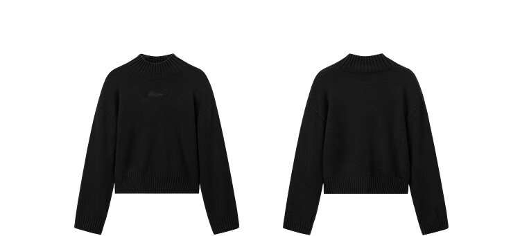 Taipingniao Women's Knit Sweater, Semi-Turtleneck Knitted Pullover, Soft Winter Sweater, Inner Layer D, Black, M 19
