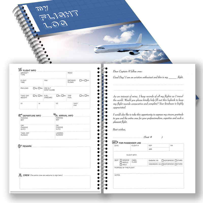 熊来跑飞行日志本 飞行日志airpoint日记flightlog记录手账航空笔记本