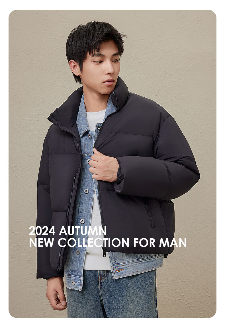 GXG Men's Clothing, 2024 Autumn And Winter New Warm Stand-Collar down Jacket for Men, Gray, Size 165/S 7