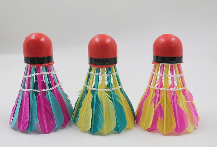 彩色羽毛球红皮头加重防风户外室外训练球耐打5只装彩色球三种颜色