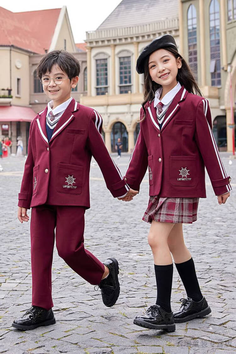 迪士尼(disney)小学生西服校服五件套英伦学院风班服秋冬装幼儿园园服