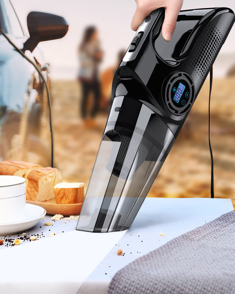 车载吸尘器充气泵两用 金属滤网 手持数显自动充停车用大吸力多功能四