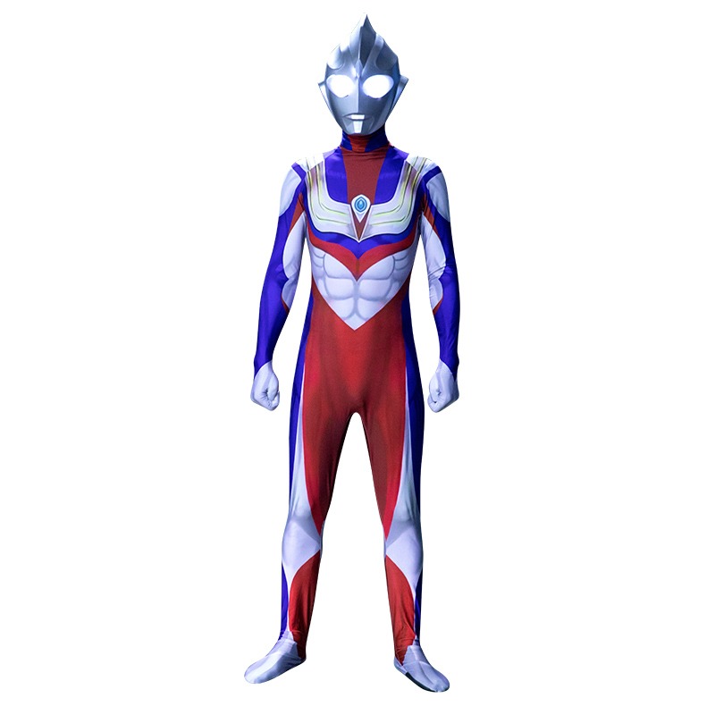 衣发光套装莱卡紧身衣pvc乳胶发光头盔胸灯送神光棒儿童款110120cm