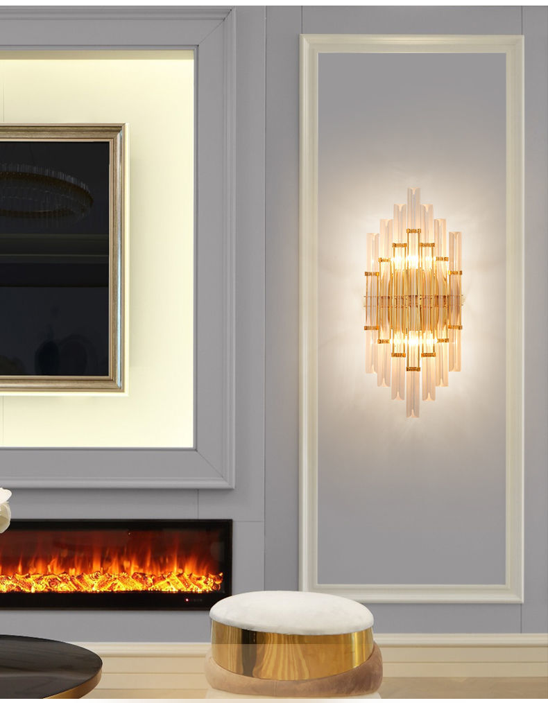 壁灯客厅电视墙轻奢水晶墙壁灯充电床头灯卧室现代简约过道走廊灯612