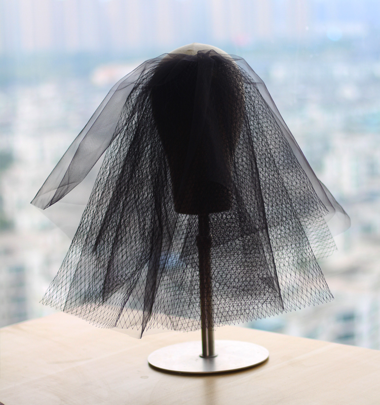 头纱求婚复古黑色新娘蓬蓬头纱头饰个性哥特风多层网纱儿童拍照道具